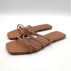Open Edit Korva Slip-On Slide Sandal Open Toe Women's Brown Size US8.5M EU39